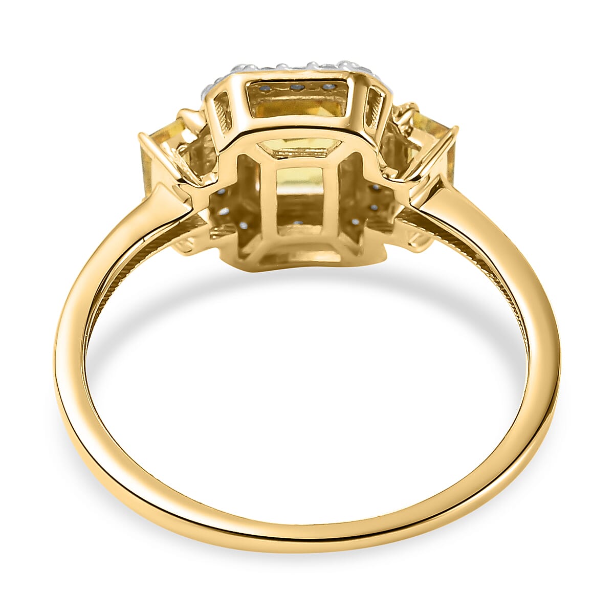 9K Yellow Gold AAA Songea Yellow Sapphire & Diamond Ring 1.56 Ct