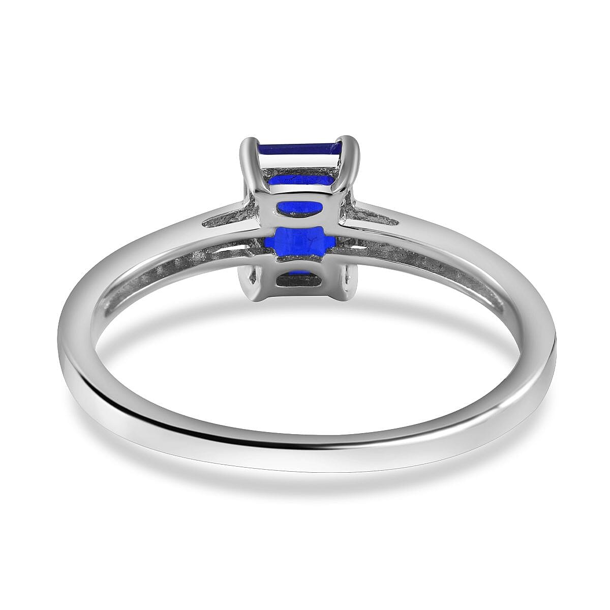 Tanzanian Blue Spinel and Natural Zircon Ring in Rhodium Overlay Sterling Silver 1.07 Ct