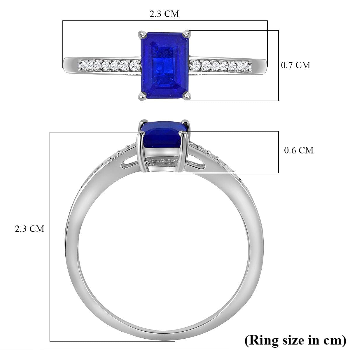 Tanzanian Blue Spinel and Natural Zircon Ring in Rhodium Overlay Sterling Silver 1.07 Ct
