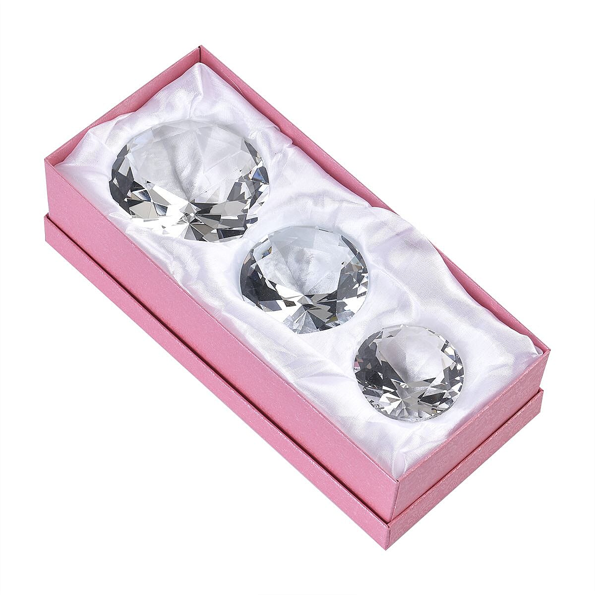 Set of 3 Diamond Decorative Crystal (Size 5-6-8 cm) - White