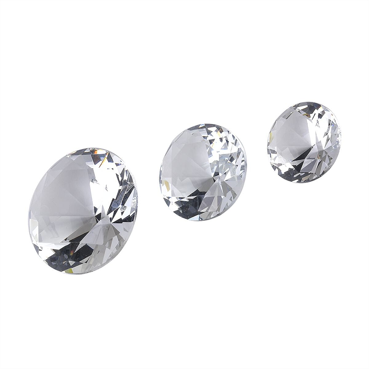 Set of 3 Diamond Decorative Crystal (Size 5-6-8 cm) - White