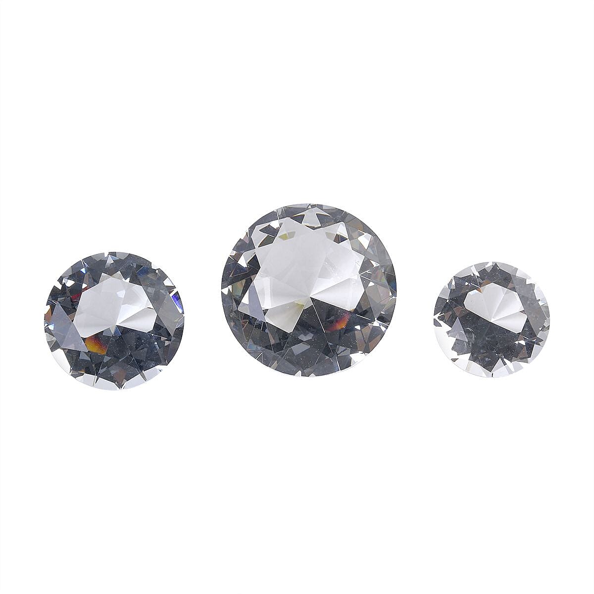 Set of 3 Diamond Decorative Crystal (Size 5-6-8 cm) - White