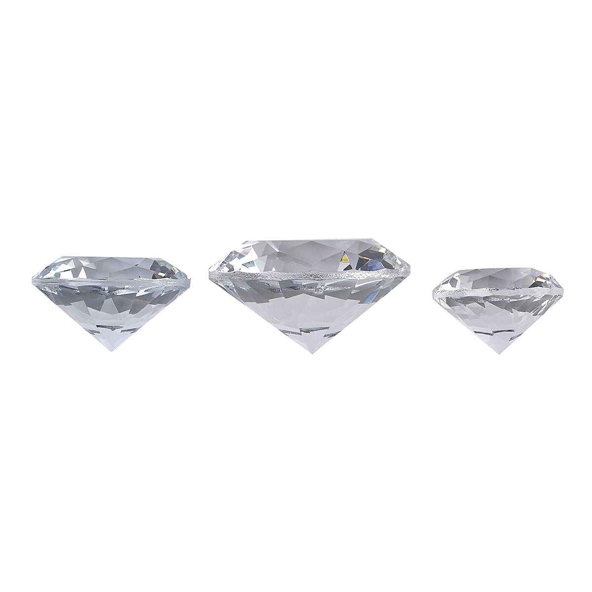 Set of 3 Diamond Decorative Crystal (Size 5-6-8 cm) - White