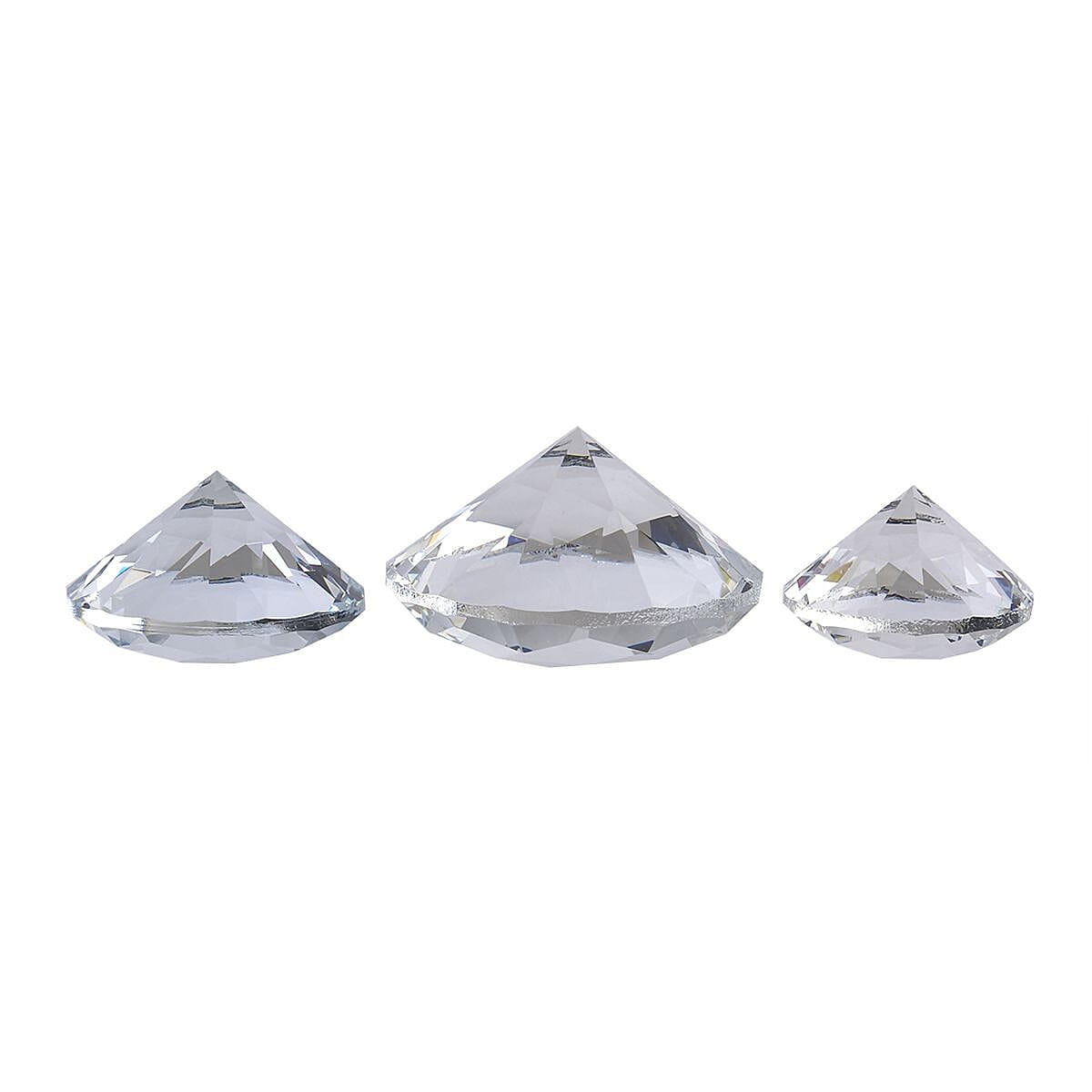 Set of 3 Diamond Decorative Crystal (Size 5-6-8 cm) - White