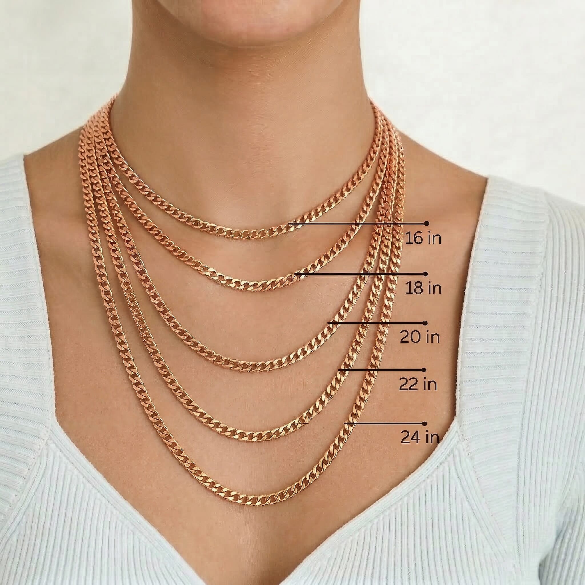 9K Rose Gold  Chain (Size - 24),  Gold Wt. 1 Gms