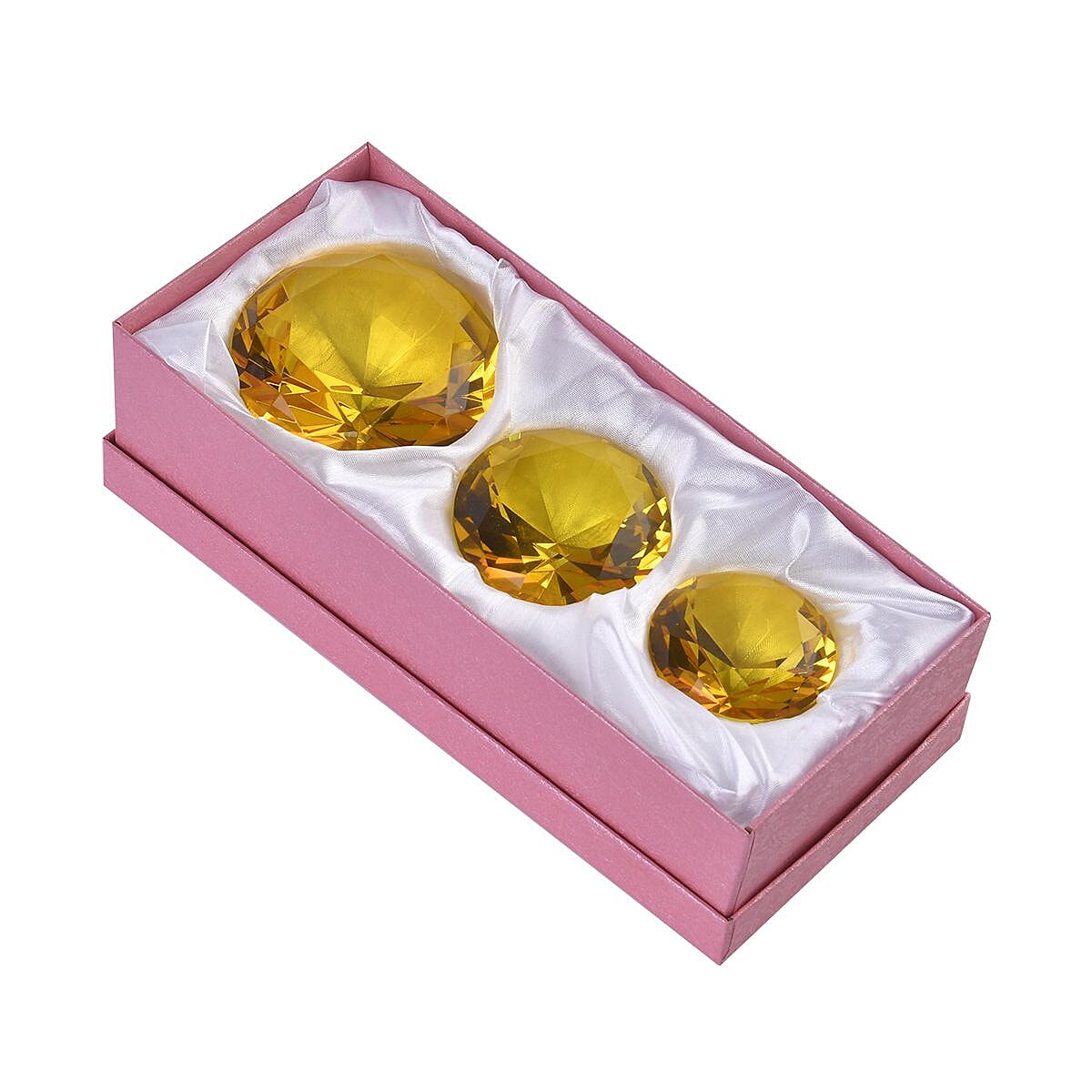 Set of 3 Diamond Decorative Crystal (Size 5-6-8 cm) - Yellow