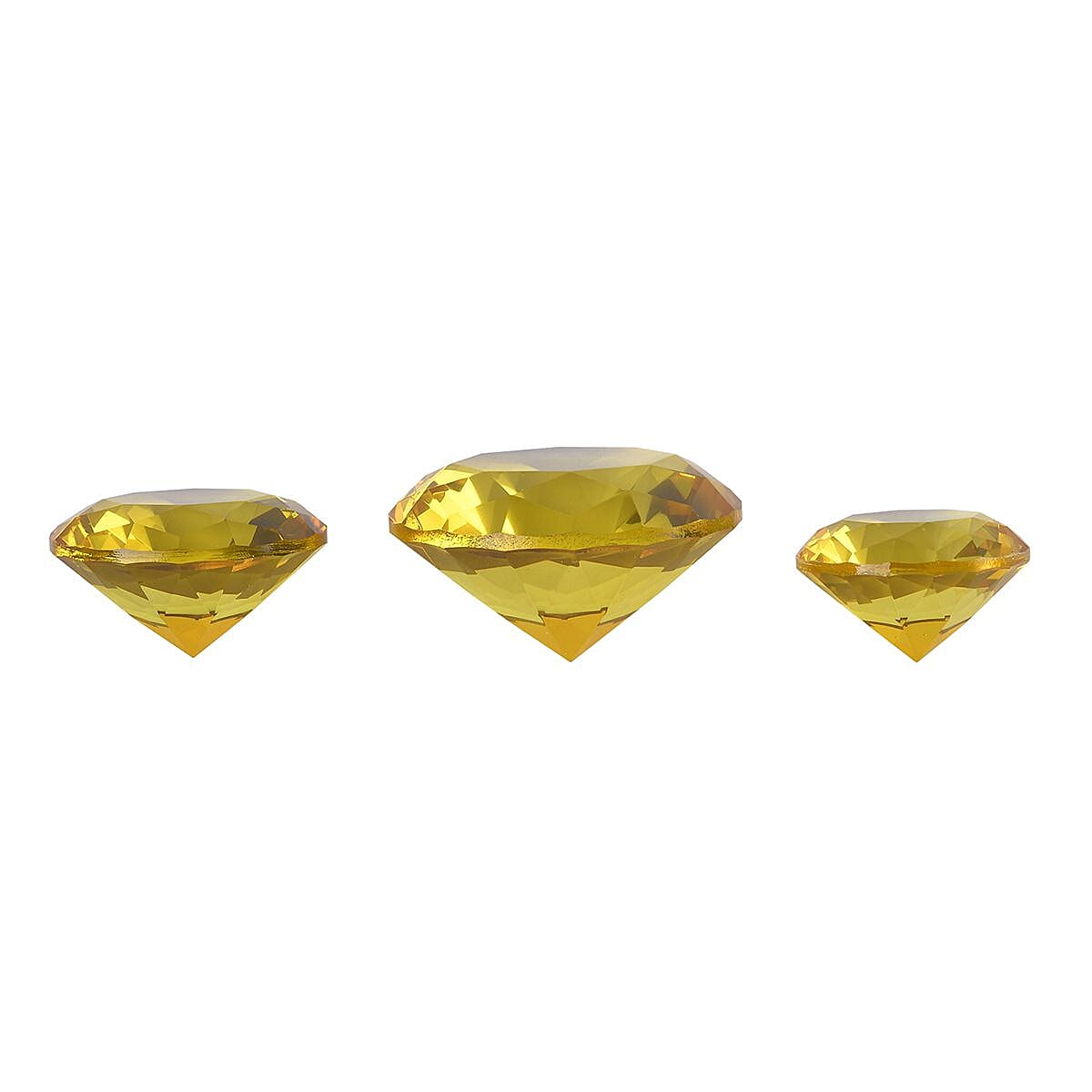 Set of 3 Diamond Decorative Crystal (Size 5-6-8 cm) - Yellow