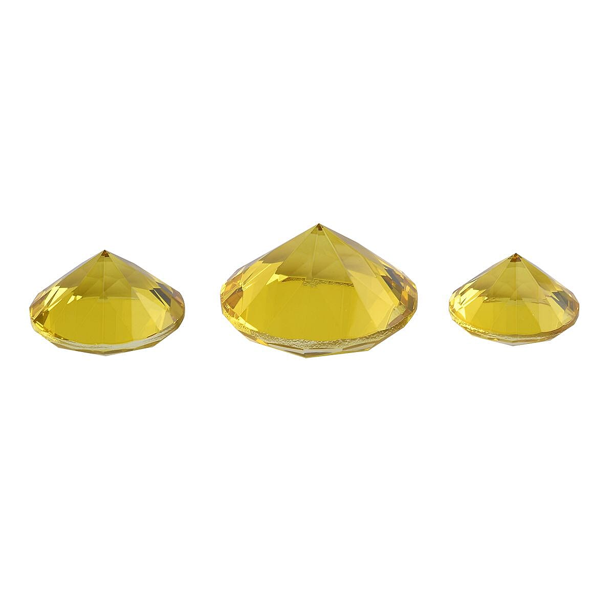 Set of 3 Diamond Decorative Crystal (Size 5-6-8 cm) - Yellow
