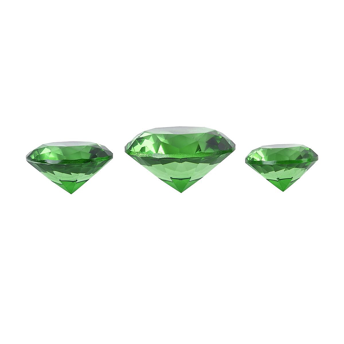 Set of 3 Diamond Decorative Crystal (Size 5-6-8 cm) - Green & White