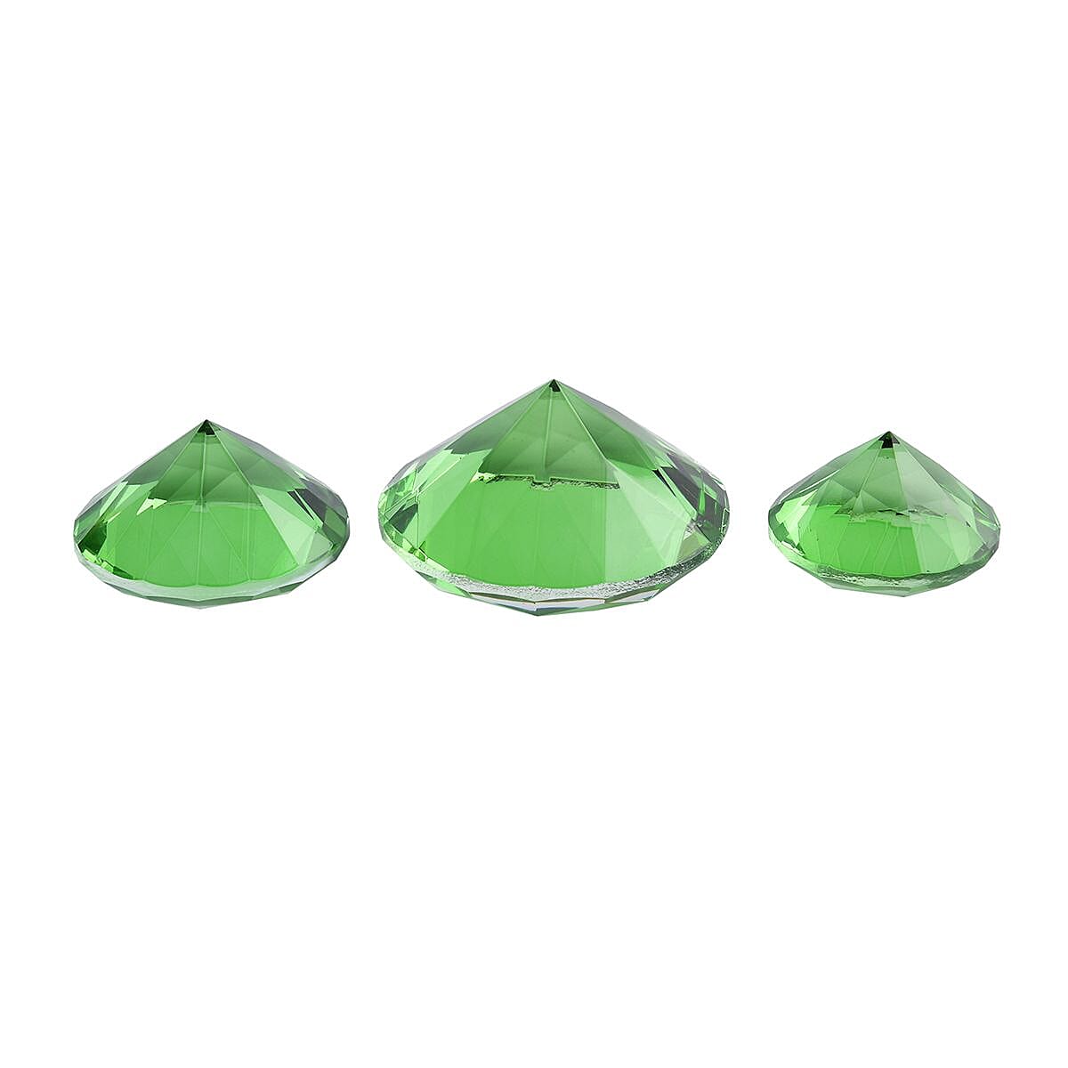Set of 3 Diamond Decorative Crystal (Size 5-6-8 cm) - Green & White
