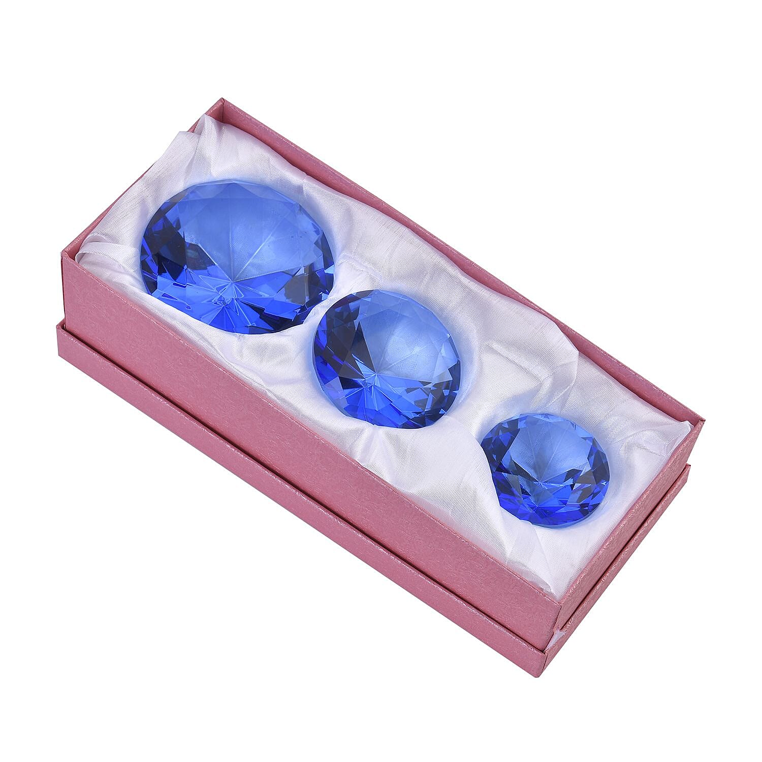 Set of 3 Diamond Decorative Crystal (Size 5-6-8 cm) - Blue