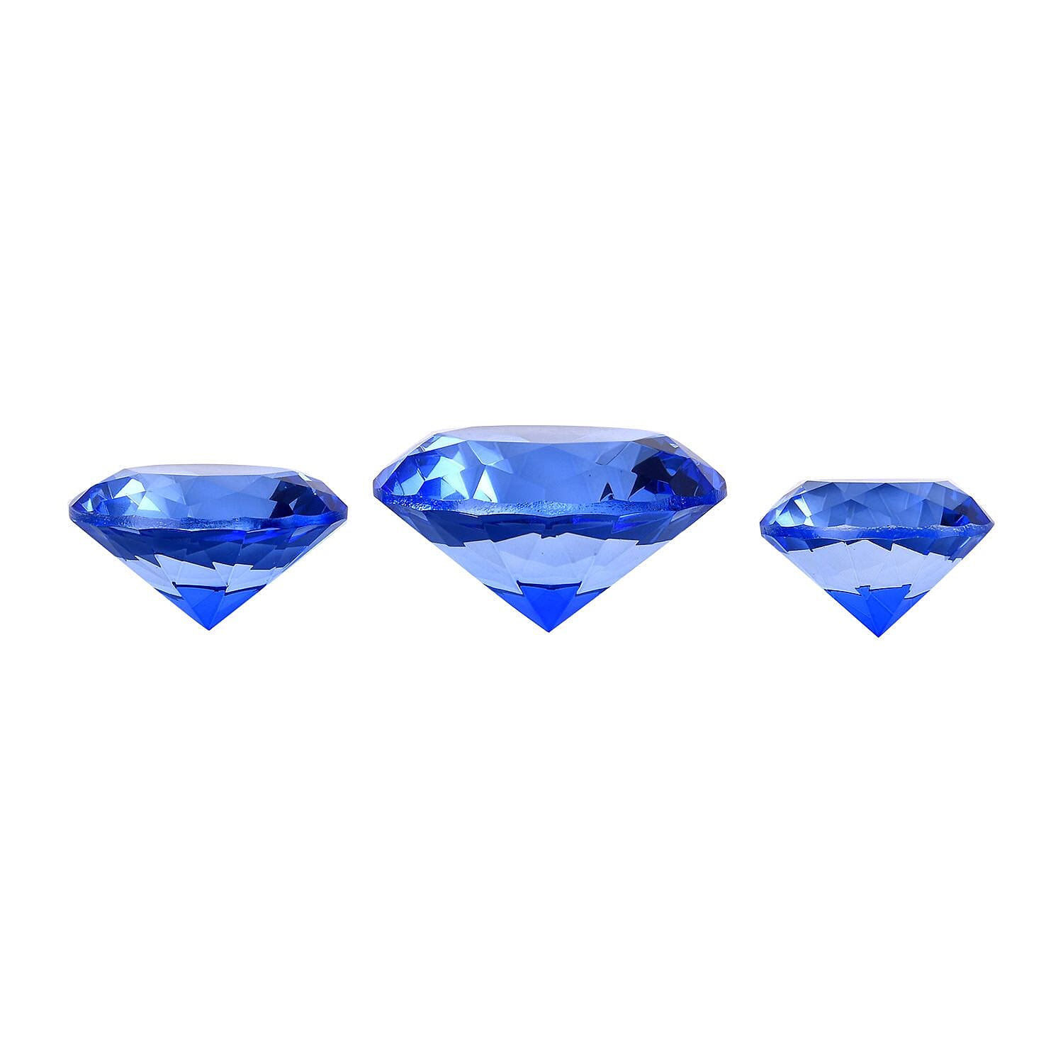 Set of 3 Diamond Decorative Crystal (Size 5-6-8 cm) - Blue