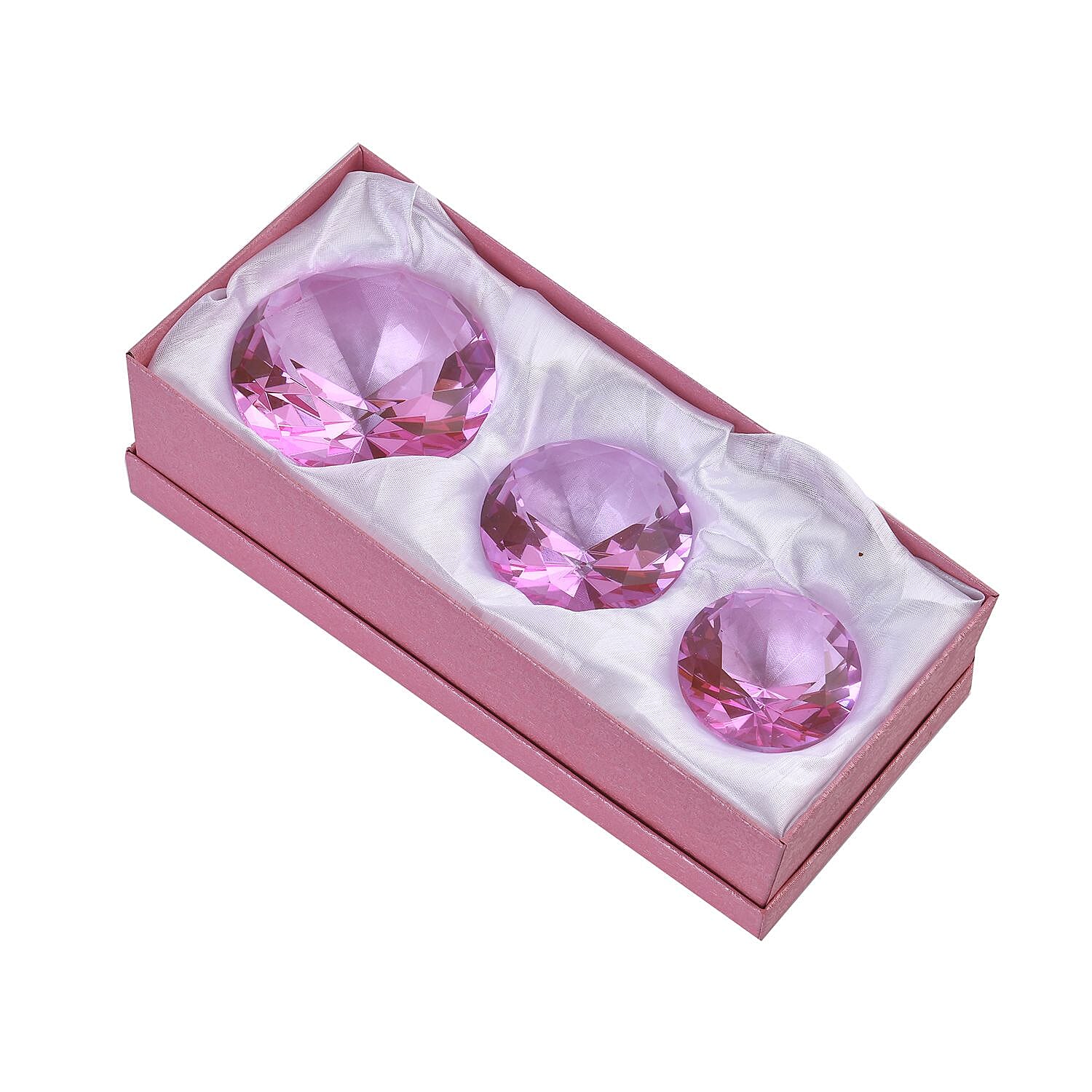 Set of 3 Diamond Decorative Crystal (Size 5-6-8 cm) - Pink