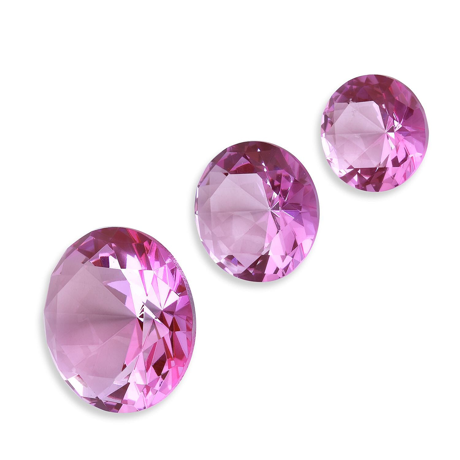 Set of 3 Diamond Decorative Crystal (Size 5-6-8 cm) - Pink