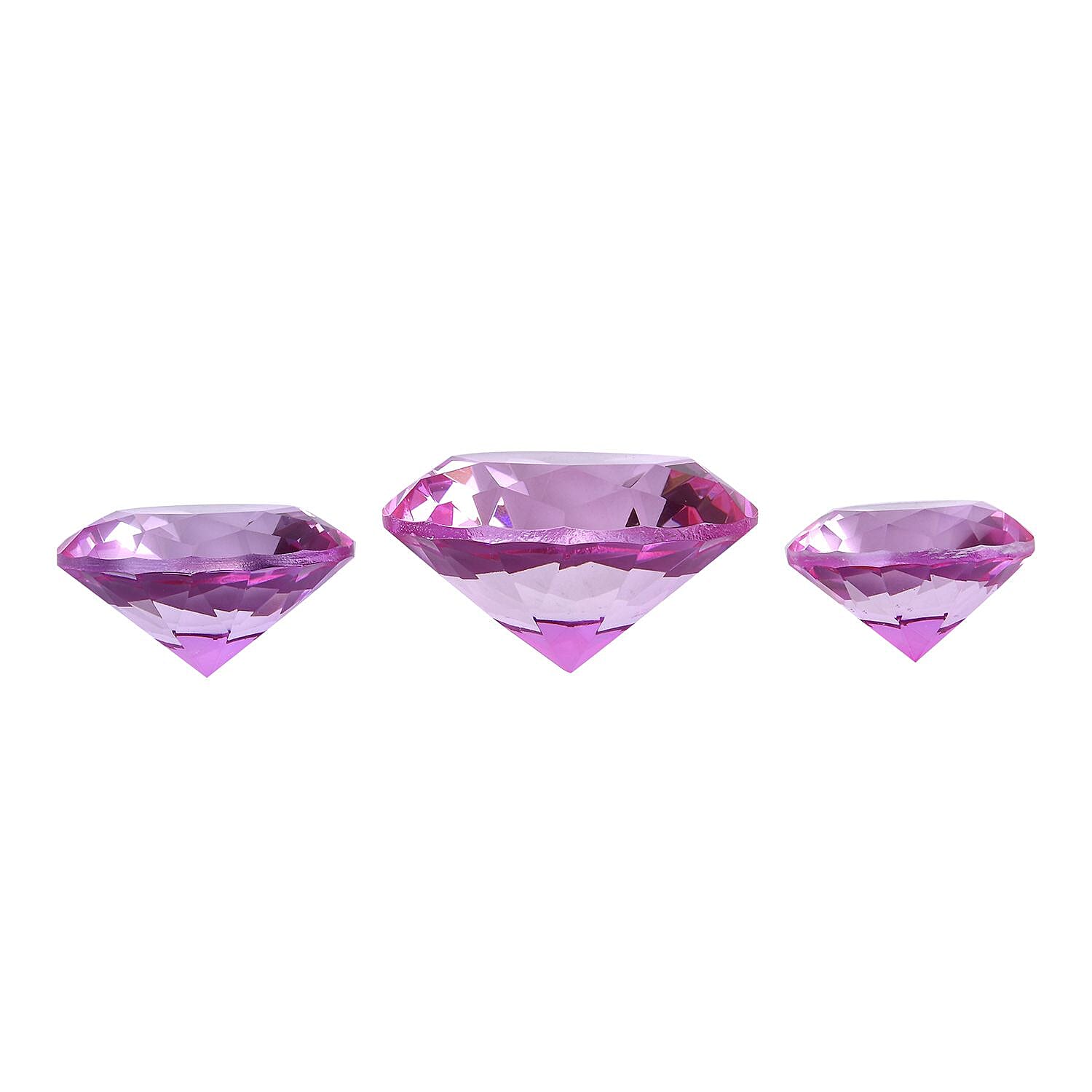 Set of 3 Diamond Decorative Crystal (Size 5-6-8 cm) - Pink