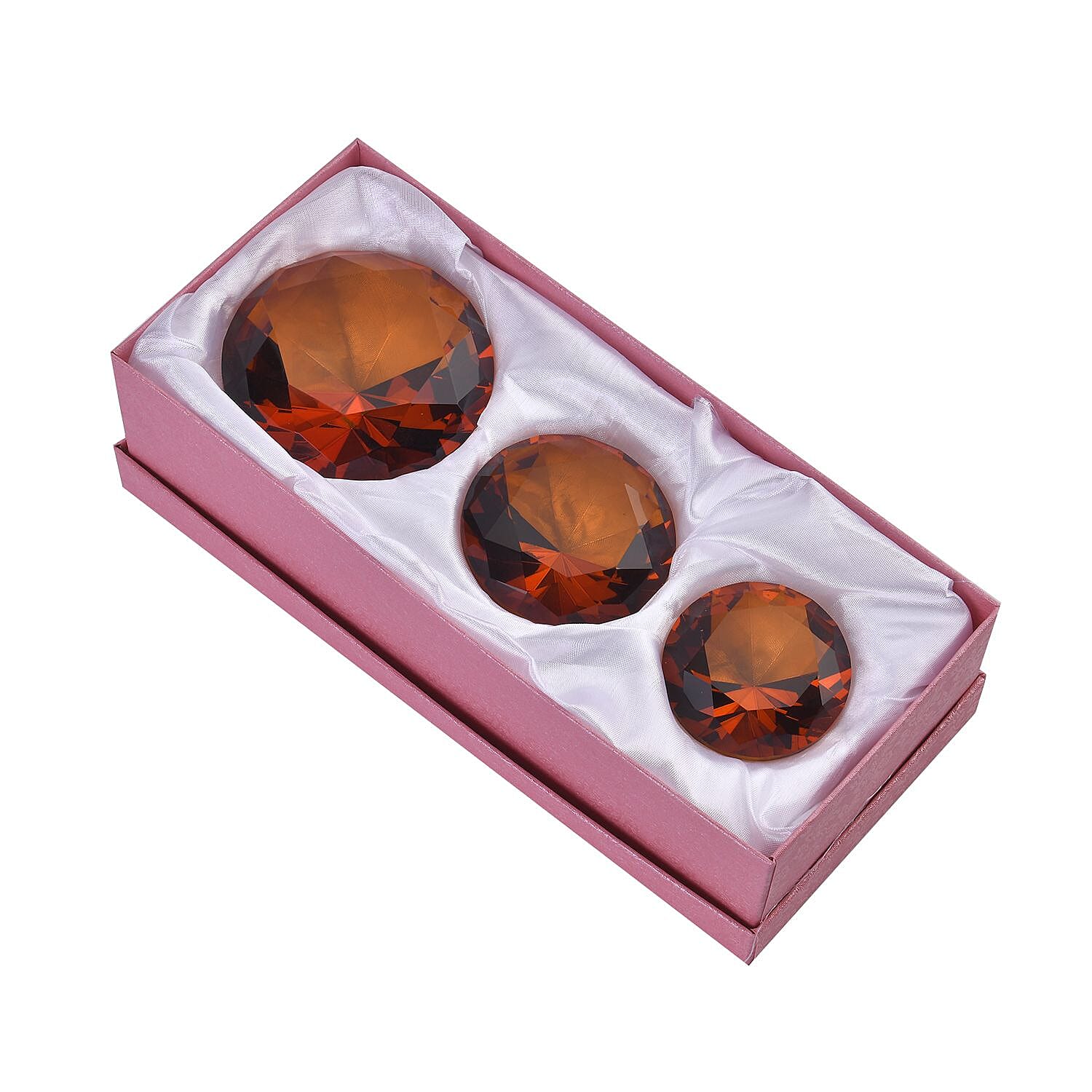 Set of 3 Diamond Decorative Crystal (Size 5-6-8 cm) - Champagne