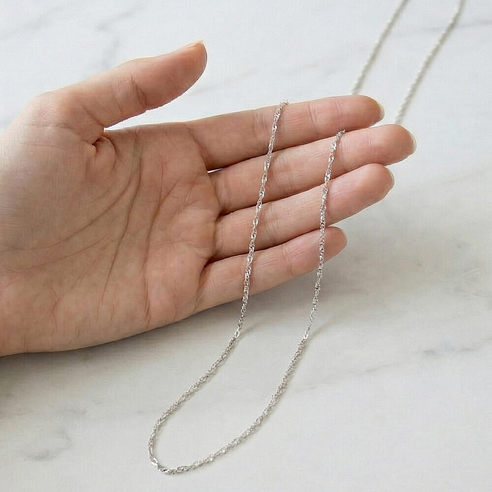 9K White Gold  Chain (Size - 22),  Gold Wt. 0.78 Gms