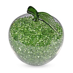 Glass Ornament Bling Diamond Crystal Filled Apple Shape - Orange