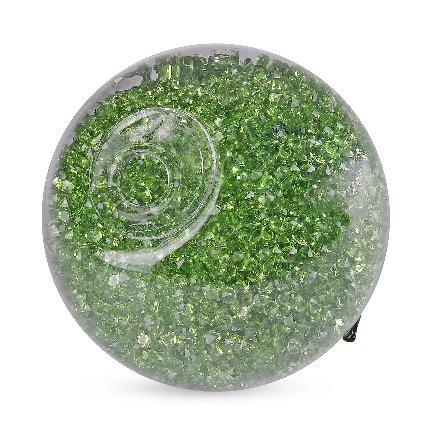 Glass Ornament Bling Diamond Crystal Filled Apple Shape - Green