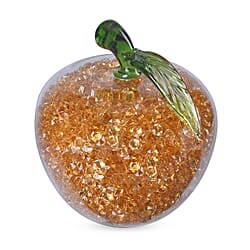 Glass Ornament Bling Diamond Crystal Filled Apple Shape - Orange
