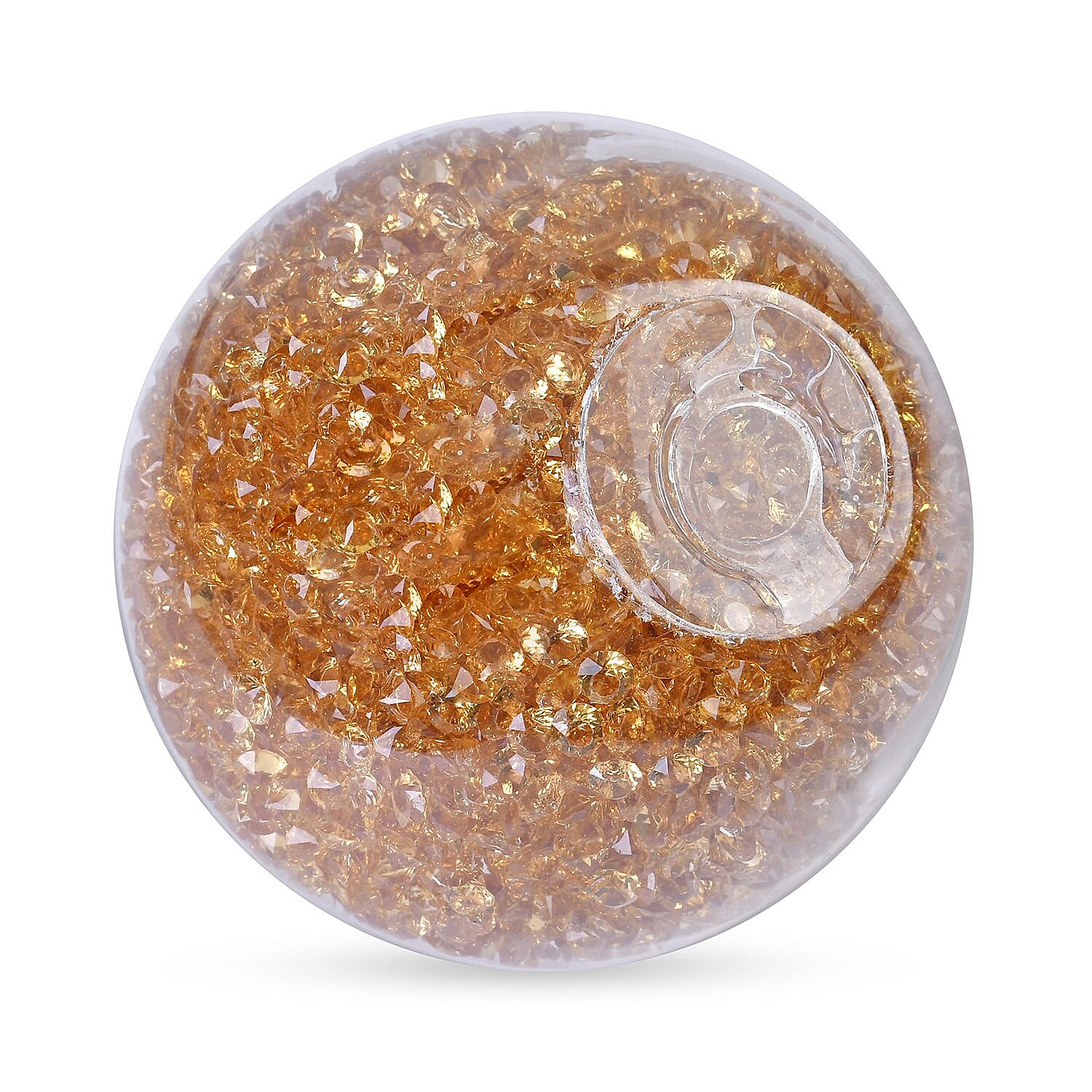 Glass Ornament Bling Diamond Crystal Filled Apple Shape - Orange