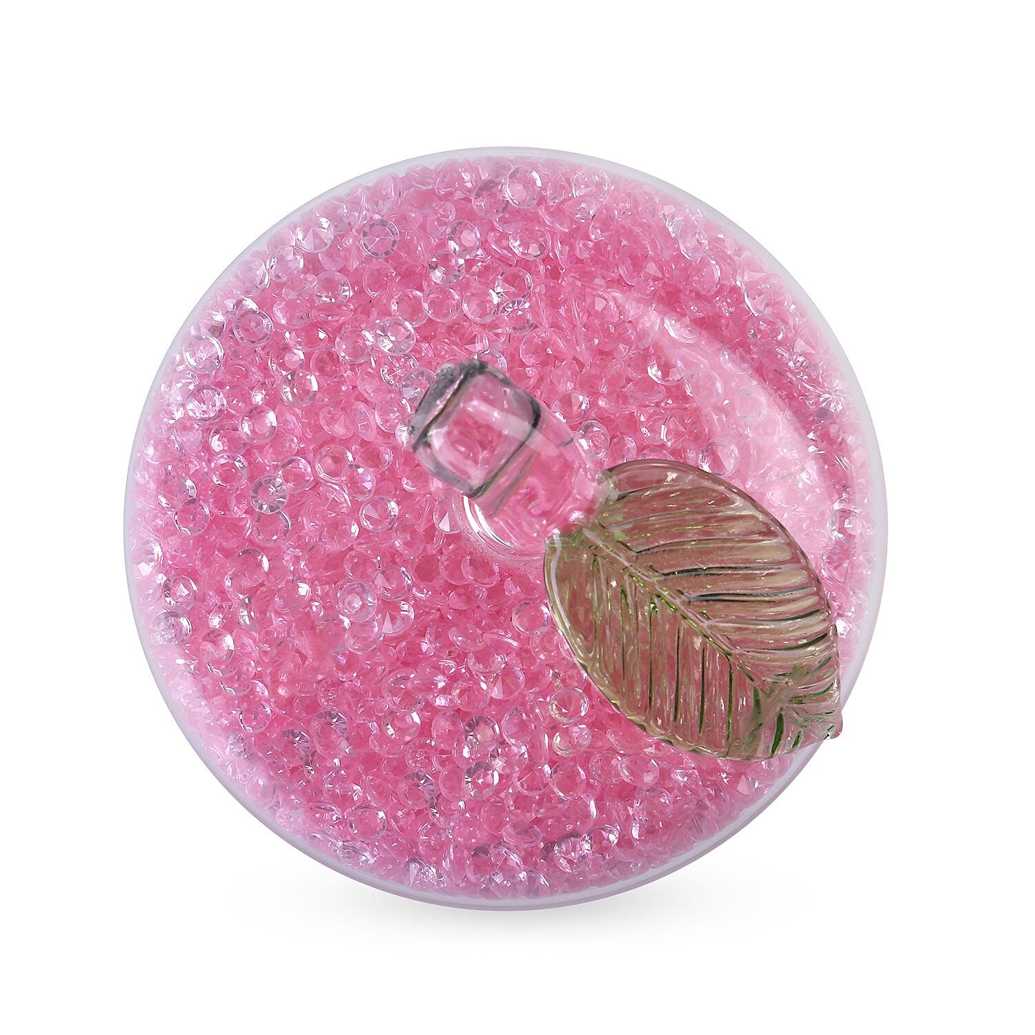 Glass Ornament Bling Diamond Crystal Filled Apple Shape - Pink