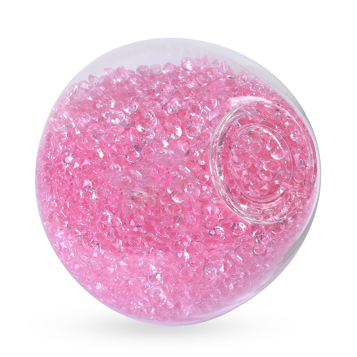 Glass Ornament Bling Diamond Crystal Filled Apple Shape - Pink