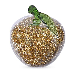 Glass Ornament Bling Diamond Crystal Filled Apple Shape - Orange