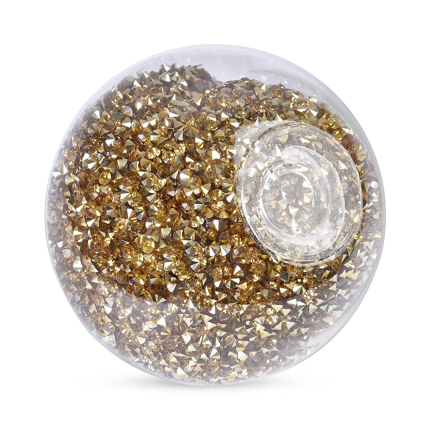 Glass Ornament Bling Diamond Crystal Filled Apple Shape - Gold