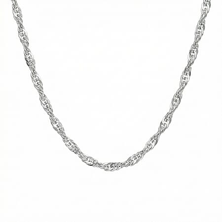 16 Diamond Cut Twist Curb Chain 18 Inch in 9K White Gold