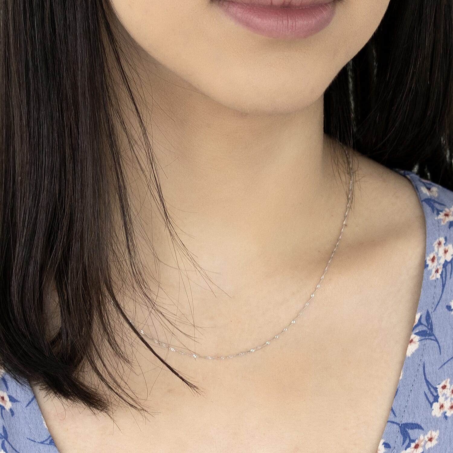 9K White Gold  Chain (Size - 18),  Gold Wt. 0.64 Gms