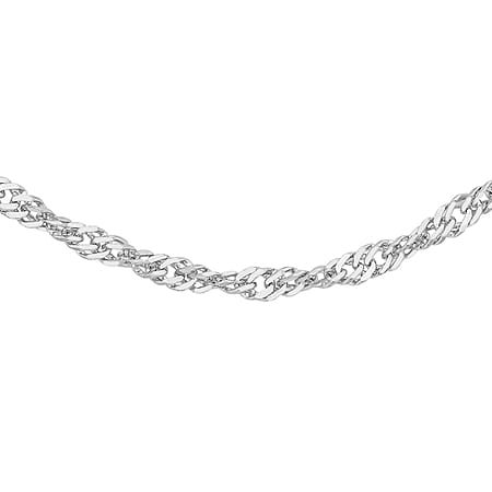 16 Diamond Cut Twist Curb Chain 18 Inch in 9K White Gold