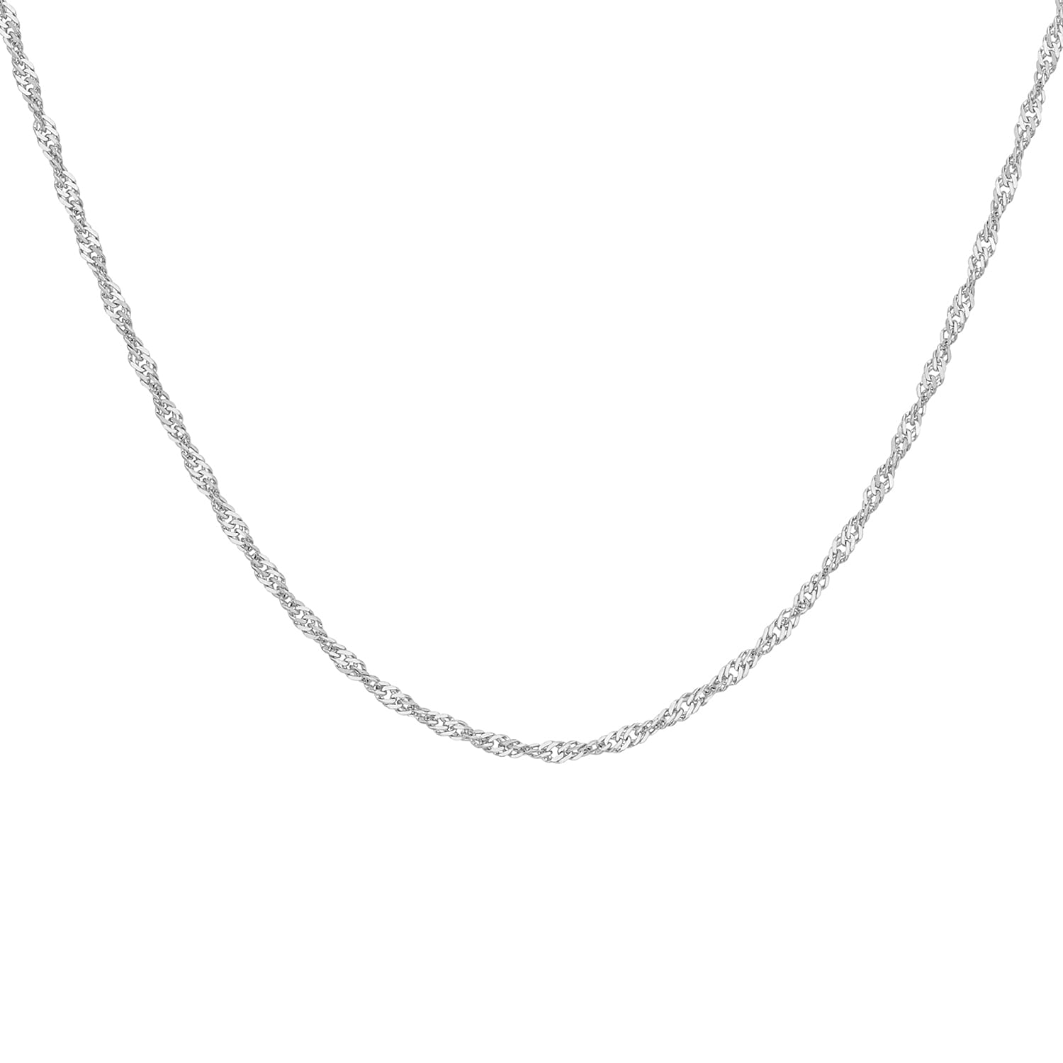 9K White Gold  Chain (Size - 18),  Gold Wt. 0.64 Gms