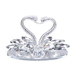 Shiny Crystal Two-Headed Swan Figurine for Home Decoration Beautiful Crafts (Size 14x6 cm) - Silver