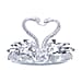 Shiny Crystal Two-Headed Swan Figurine for Home Decoration Beautiful Crafts (Size 14x6 cm) - Silver