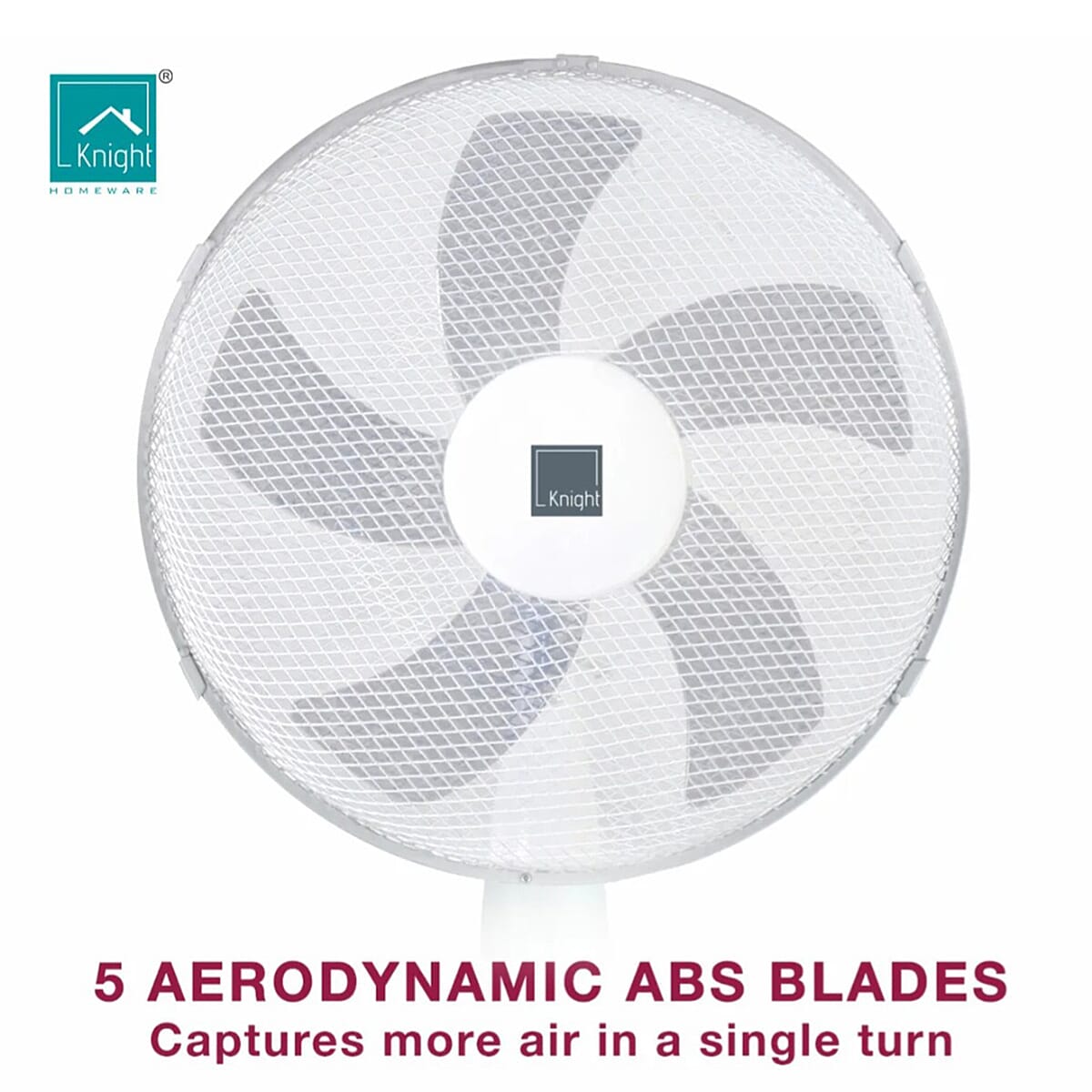 KNIGHT 16 Inch Stand Fan with 3 Adjustable Speeds and Heavy Round Base - White