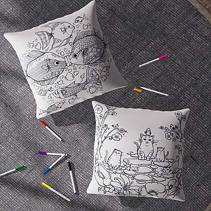 Set of DIY Grafitti Colouring Pillow Cover with Water Colour