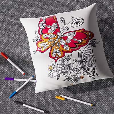 Set of DIY Grafitti Colouring Pillow Cover with Water Colour Pens (Size 44 Cm)