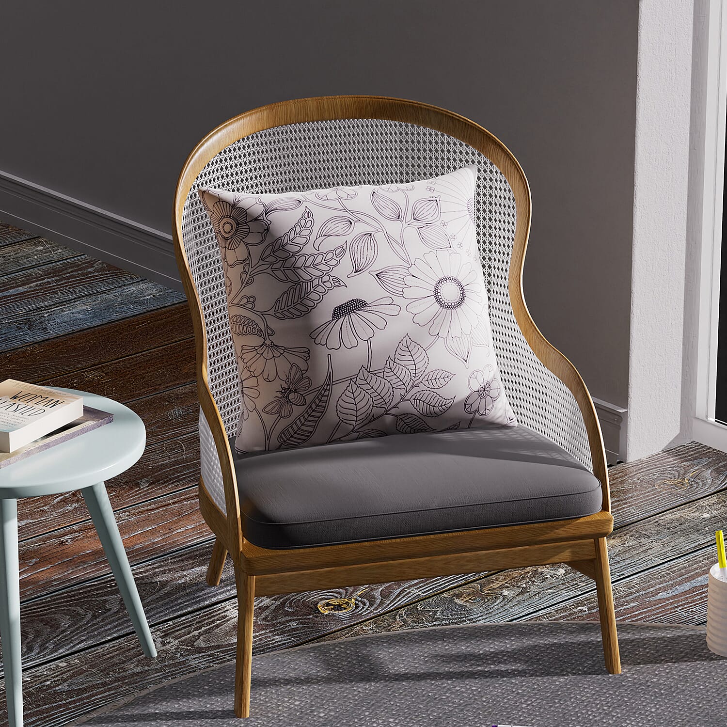 Set of 2 - DIY Grafitti Colouring Pillow Cover with 8 Water Colour Pens (Size 44 Cm)