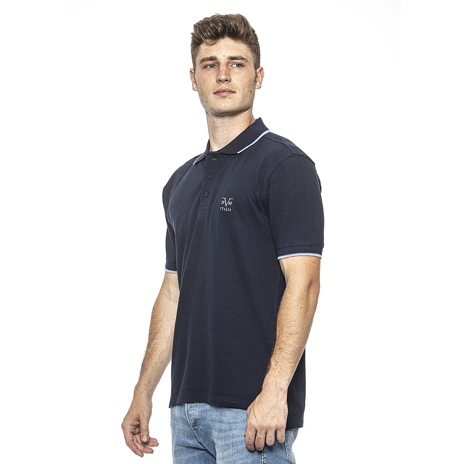 19V69 ITALIA by Alessandro Versace 100% Cotton Polo T-Shirt - Grey