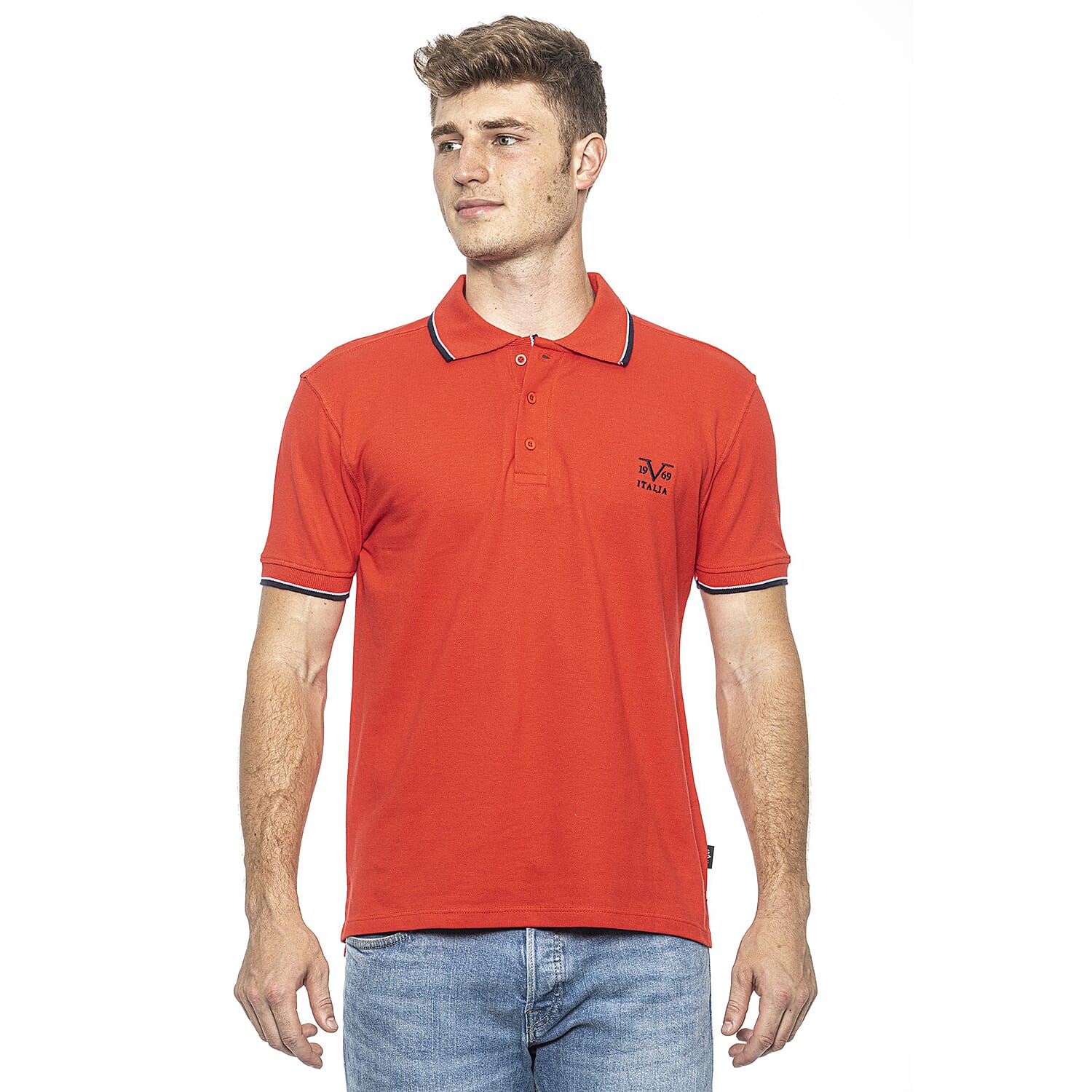 19V69 ITALIA by Alessandro Versace 100% Cotton Polo T-Shirt (Size L) - Red