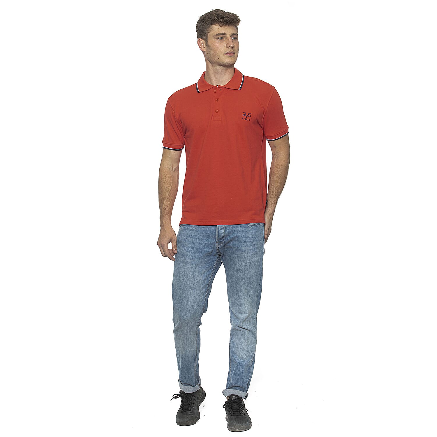 19V69 ITALIA by Alessandro Versace 100% Cotton Polo T-Shirt (Size L) - Red