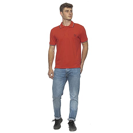 19V69 ITALIA by Alessandro Versace 100% Cotton Polo T-Shirt (Size L) - Red