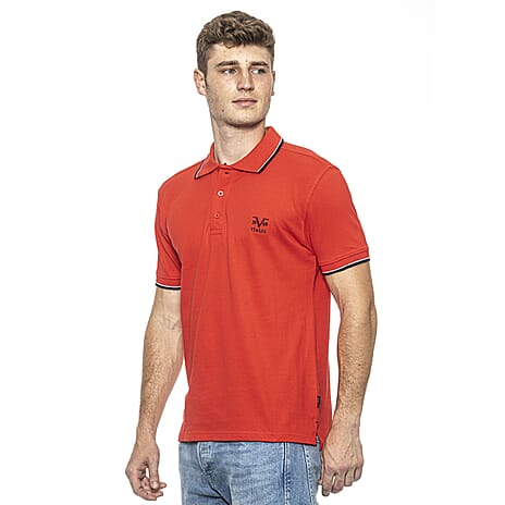 19V69 ITALIA by Alessandro Versace 100% Cotton Polo T-Shirt (Size L) - Red