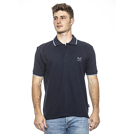 19V69 ITALIA by Alessandro Versace 100% Cotton Polo T-Shirt (Size XXL) - Navy