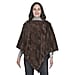 Faux Fur Leaves Pattern Poncho - Brown