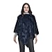 Faux Fur Leaves Pattern Poncho - Navy