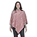 Faux Fur Leaves Pattern Poncho - Blush