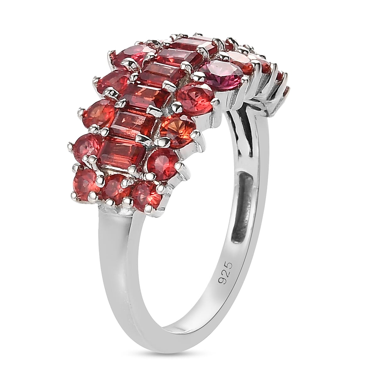 Red Sapphire Cluster Ring in Platinum Overlay Sterling Silver 2.31 Ct.