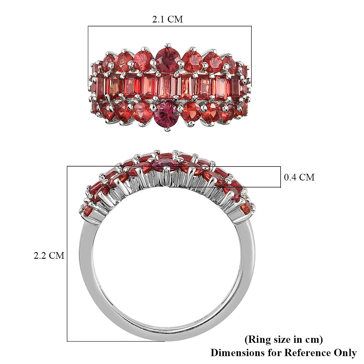 Red Sapphire Cluster Ring in Platinum Overlay Sterling Silver 2.31 Ct.